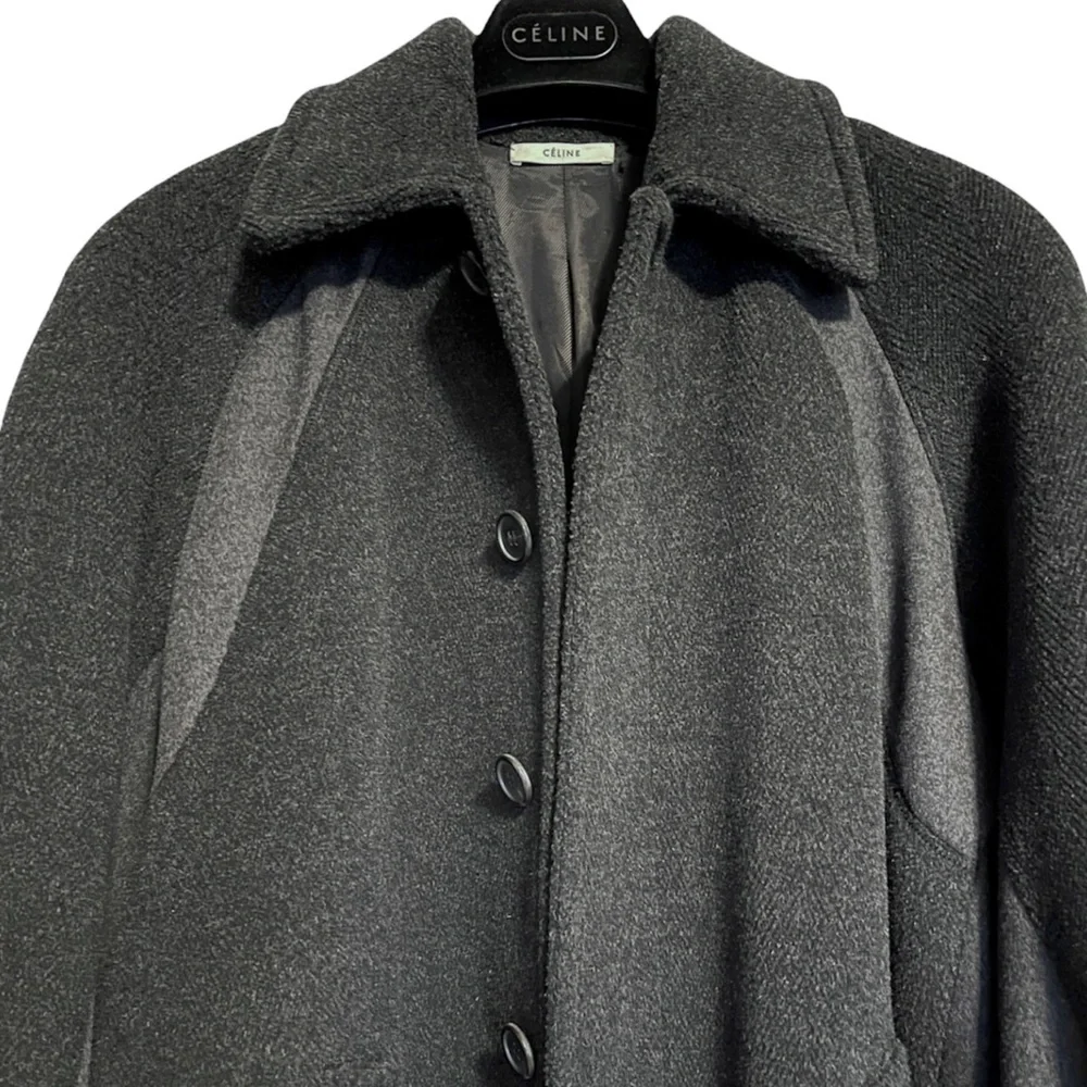 CÉLINE DARK GRAY WOOL & CASHMERE OVERSIZED COCOON COAT SIZE 38 PHOEBE PHILO - Picture 6 of 10